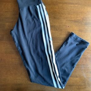 Black Adidas with white stripe leggings